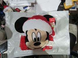 Disney Mickey Mouse Nogginz Pillow &amp; Travel Red Snow Soft Blanket Set 45&quot; by 55&quot; - £36.08 GBP