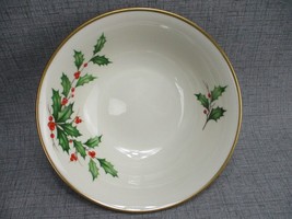 Lenox China Holiday Dimension Christmas Holly Large Serving Bowl Made USA - £30.51 GBP