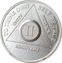 2 Year AA Medallion .999 Fine Silver Sobriety Chip - £36.76 GBP