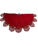 Max Studio Tree Skirt Red Embroidered Santa Face 52” Wool/Blend Button B... - $41.62