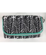 Sonia Kushuk FOLD OVER Lined ZIP Pouch Makeup Bag Case Black White Green... - £10.27 GBP