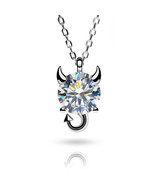GIGAJEWE S925 Silver Necklace with Little Devil Pendant, 2.0ct D Moissanite - $86.50