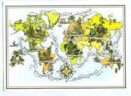 Pan American World Airways Jacques Liozu World Map Rainbow Service Menu ... - $17.82