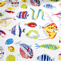 Tropical Fish Printing Cotton Fabric DIY Crafts Table Curtain Stage Prob Cloth - £13.91 GBP
