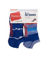 Hanes No-Show Socks Men&#39;s 6 Pack Originals Breathable Red White Blue Siz... - £5.38 GBP