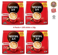 NESCAFE 3 in 1 Blend & Brew Original Instant Coffee 100 sticks = 4 packs - $98.90