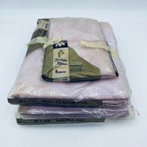 JC Penney Fashion Manor Vintage Sheets Double Full Pink Flat Fitted Pillow Cases - £47.47 GBP