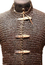 Flat Riveted Chain Mail Shirt Extra Large HUBERGION Front Open Blackened - £206.60 GBP