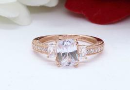 1.85Ct Brilliant Radiant Cut Diamond Wedding Engagement Ring 14KRose Gold Finish - £67.56 GBP