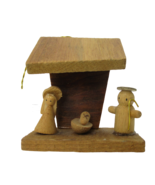 Vintage Rustic Wood Mini Nativity Manger Christmas Tree Ornament Small H... - £11.75 GBP