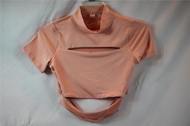 NIP Amazon Orange Pink Mock Turtleneck Cut Out Cropped Top Small* See Me... - $14.24