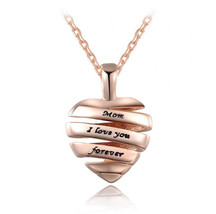&quot;MOM I LOVE YOU FOREVER&quot; Rose Gold Plated Pendant Necklace - £11.76 GBP