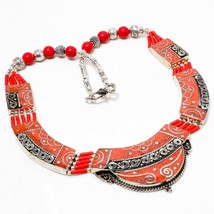 Red Coral Gemstone Christmas Gift Fashion Jewelry Necklace Nepali 18&quot; SA 4572 - £14.38 GBP