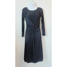 Armani Collezioni Black Ruched Knot Dress Blue Glitter Long Sleeve Women... - $121.70 CAD