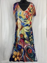 Large Koi Dragonfly Peacock Women&#39;s Size L Side Slits Maxi Dress - £18.97 GBP