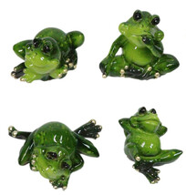 Set of 4 Whimsical Green Pond Frogs in Multiple Poses Decorative Figurines - $27.99
