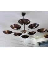 Modern 8 Arms Antique Brass Chandelier Handcrafted Modern Mid Century Light - $614.10 CAD