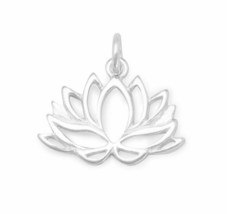 Lotus Cutout Flower Charm Foot Bracelet Piece Girls Jewelry 14K White Gold Over - £22.71 GBP