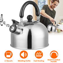 2.1Qt Stainless Steel Whistling Kettle Stovetop Induction Gas Teapot Fast Heat - £27.96 GBP