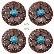 Set of 4 Screw Back Conchos Western Saddle Bridle Tack 1-1/4&quot; Turquoise ... - $28.70