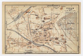 1930 Original Vintage City Map Of Chur / Coire / Graubuenden / Switzerland - £16.86 GBP