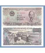 Viet Nam P-107a, 2000 Dong, Ho Chi Minh / textile UNC - $33.69 MXN