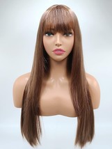Brown Wig Long Wig Straight Wig with Bangs Synthetic Wigs for White Women - £20.53 GBP