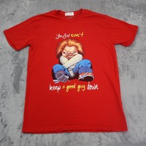 Chucky TShirt Mens Medium Red Casual Crewneck You Just Cant Keep A Good Man Down - £18.18 GBP