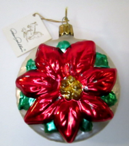 Erwin Eichhorn Glass RED POINSETTIA Christmas Tree Ornament Bavaria Germany - £35.97 GBP