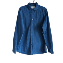 The Shirt Factory Mens Blue Long Sleeve Slim Fit Button Down Cotton Shir... - $20.30