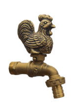 Brass Garden Aqua-Faucet Solid Rooster Spigot Antique Tap Bibcock Outdoor 1/2&quot; - £46.49 GBP