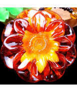 Floral Blossom Amber Pendant Necklace | Traditional Retro Vintage Charm ... - $53.46 CAD