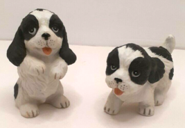 Homco 1427 Porcelain Spaniel Puppies Black/White Set of 2 Vintage - £12.21 GBP