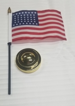 USA 44 Stars Original Official State Flag 4&quot;x6&quot; Desk Set with Gold Base  - $28.88