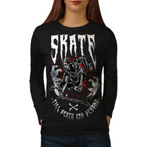 Skate Grim Reaper Horror Tee  Women Long Sleeve T-shirt - £11.71 GBP