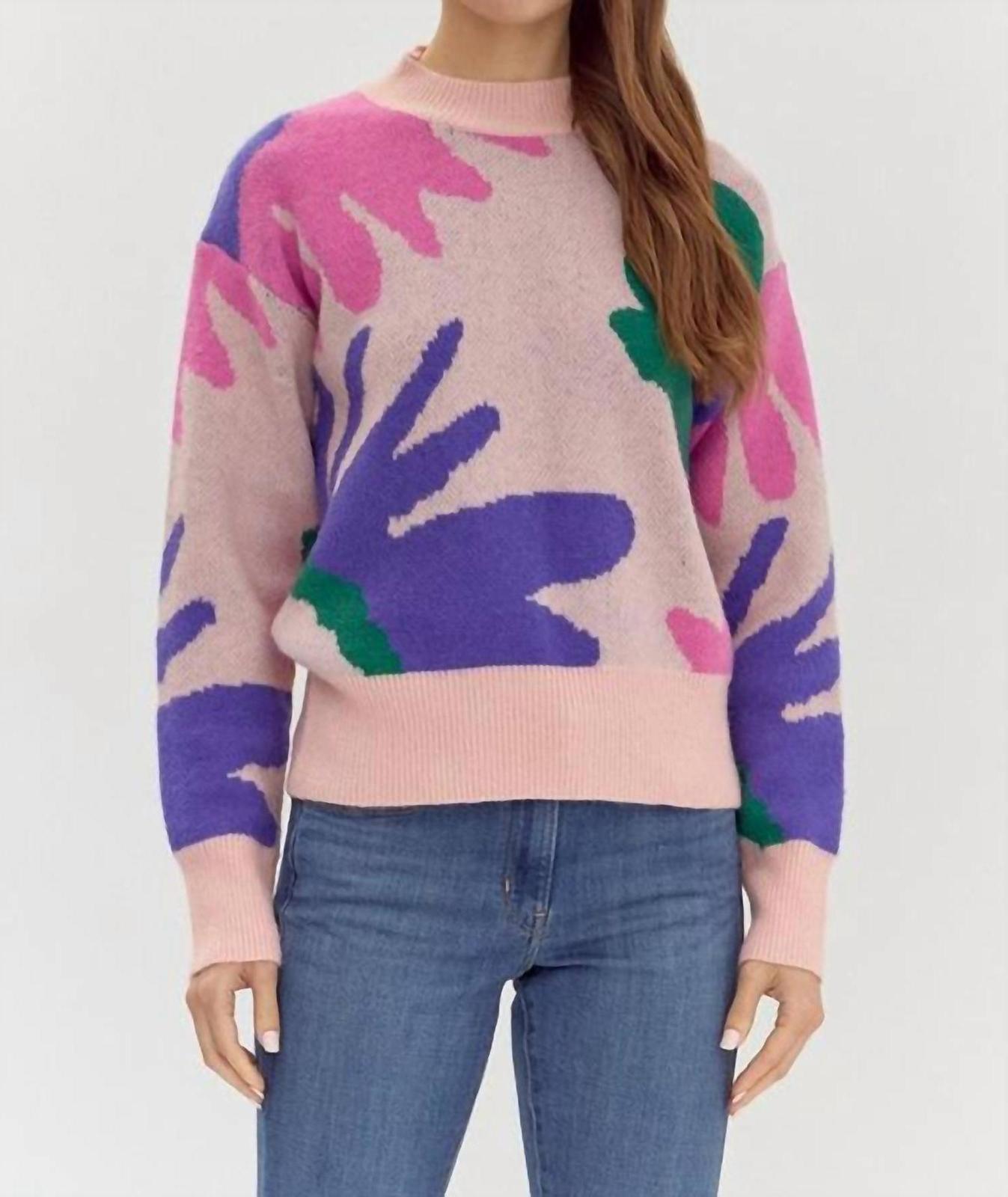 Jodifl Retro Vibes Playful Print Sweater Light Pink - $47.00