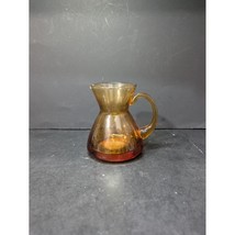 Amber Glass Creamer Pitcher, Hand Blown 4&quot;, Kitchen Decor, Tableware, Vi... - $20.58 CAD