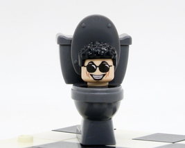 Custom Mini-figure Miniature Skibidi Toilet Man Toilet Man Grey building... - $2.49