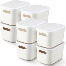 White Storage Box With Handle Stackable Containers With Lids For Organizing - £40.77 GBP