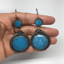 Turkmen Earrings Tribal Statement Boho Bib Blue Round Fashion Earring, KE229 - £7.35 GBP
