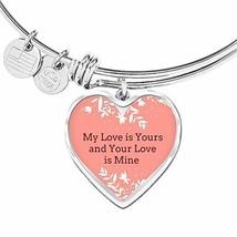 My Love is Yours Heart Bangle Stainless Steel or 18k Gold 18-22 - £27.65 GBP