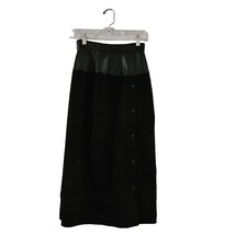 Lillie Rubin Vintage Black Leather &amp; Suede Midi Skirt Size 4 - £29.28 GBP