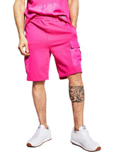 Royalty by Maluma Men&#39;s Relaxed-Fit Mixed-Media 9-1/2 Utility Shorts Fuchsia-Lrg - £26.73 GBP