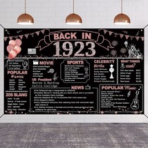 100Th Birthday Rose Gold Party Decoration, Back In 1923 Banner 100 Year Old Birt - £20.33 GBP