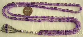 Islamic Prayer Beads Tesbih Subha 99 Lavender Amethyst &amp; Sterling Silver - £148.09 GBP