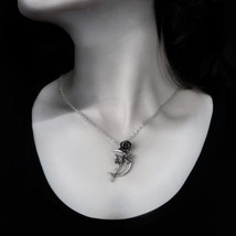 Alchemy P843 New Romance Necklace Gothic Pendant England Black Rose Moon - £20.73 GBP