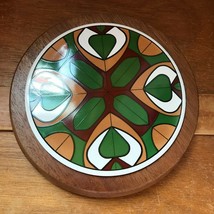 Vintage Fred Roberts Co. Made in Japan Marked Green Mustard &amp; Cranberry MCM Tile - £11.85 GBP