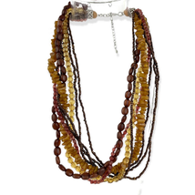 VTG Brown Beaded Faceted Multi Strand Necklace 16&quot; Long Layered 90&#39;s Retro - £10.82 GBP
