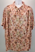 L) Vintage Women Roaman&#39;s Polyester Floral Shirt Top Size 3X - $14.84