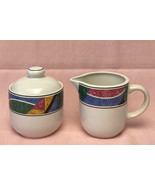 Sango Flair 4806 creamer and sugar set vintage 1990s Joan Luntz pattern htf - $280.57 MXN